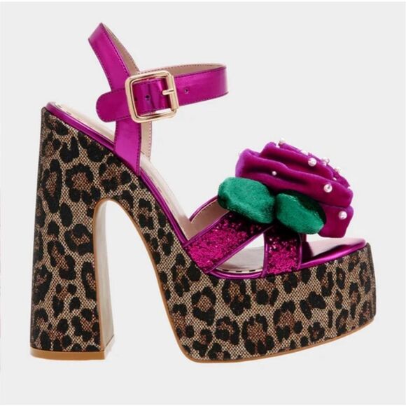 NEW Betsey Johnson Women's Eugene Heeled Sandals 8 Leopard - Picture 1 of 7